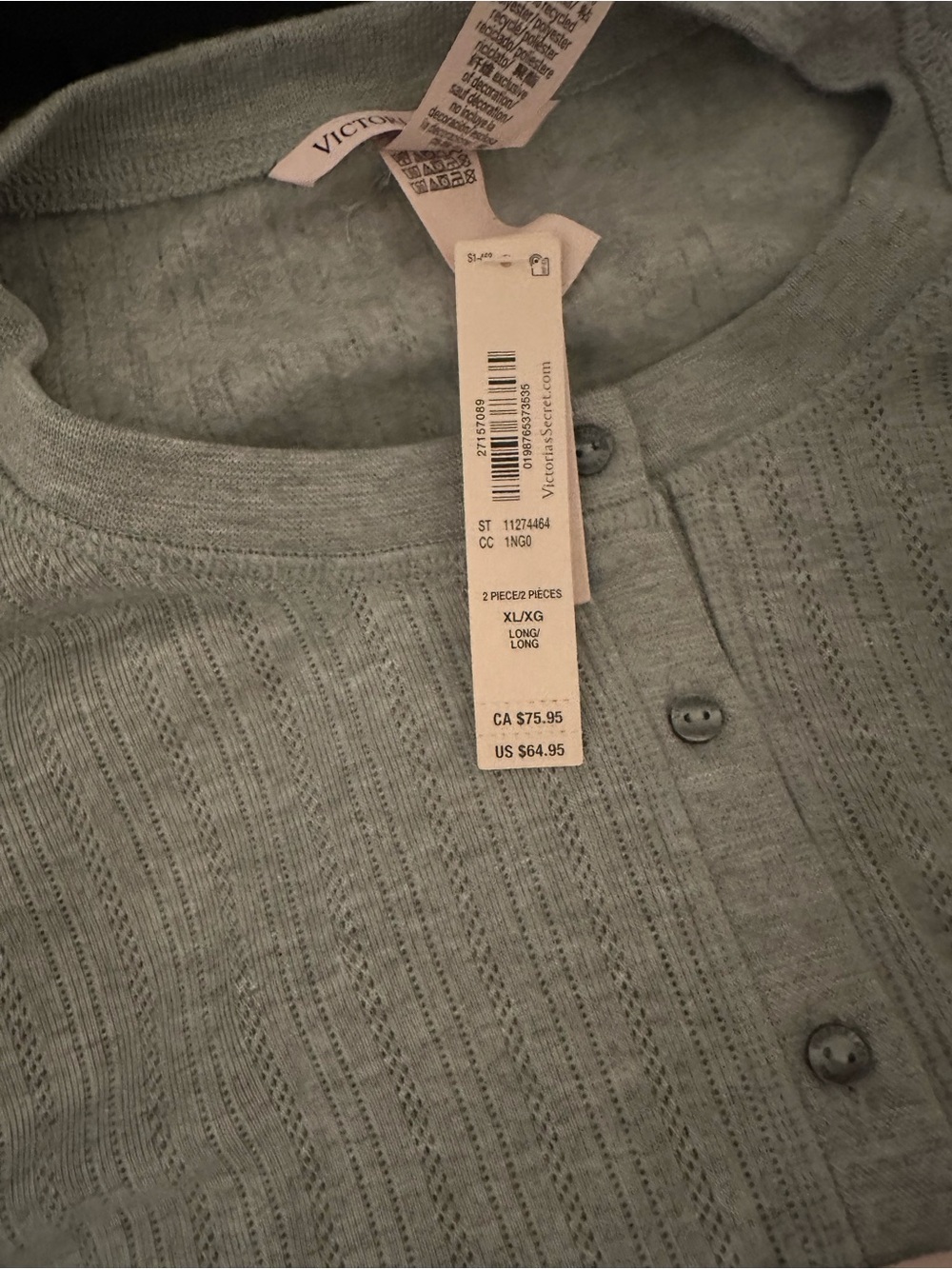 Victoria's Secret Men's Sage Green Knit Button-Up Cardigan